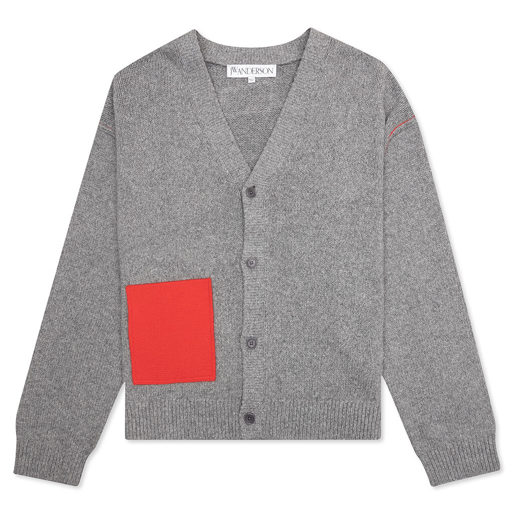 Contrast Pocket Cardigan - Grey Melange, , large image number null