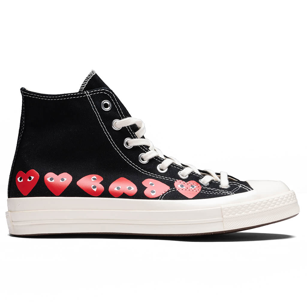 Converse x Comme Des Garcons PLAY All Star Chuck '70 Hi Multi Heart - Black/Red
