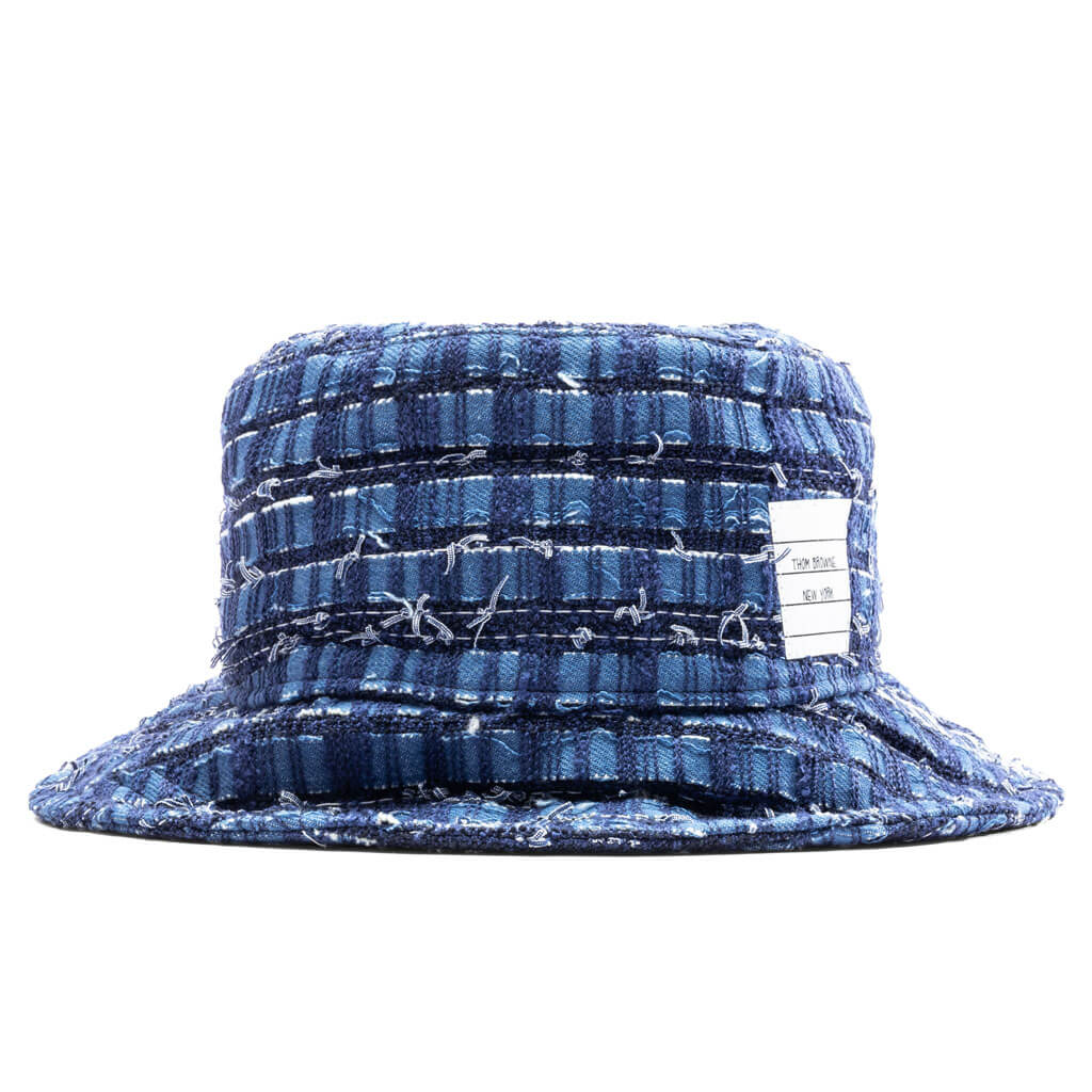 Denim Ribbon Tweed Classic Bucket Hat - Medium Blue