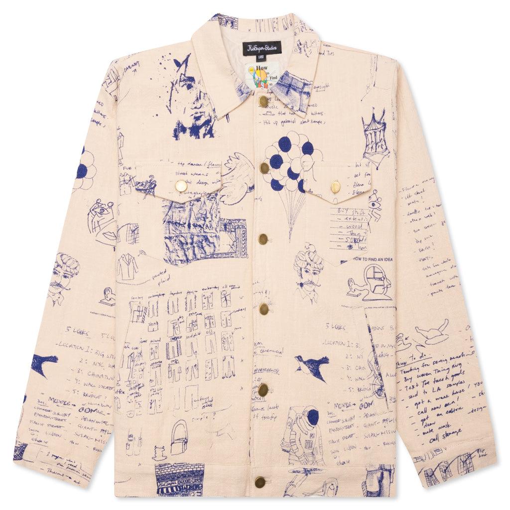 Doodles Linen Coat - Tan