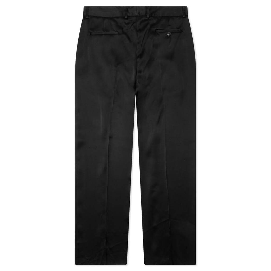 Double Pleat Shiny Trouser - Black