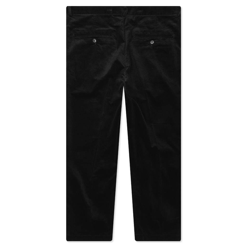 Double Pleated Corduroy Trousers - Black