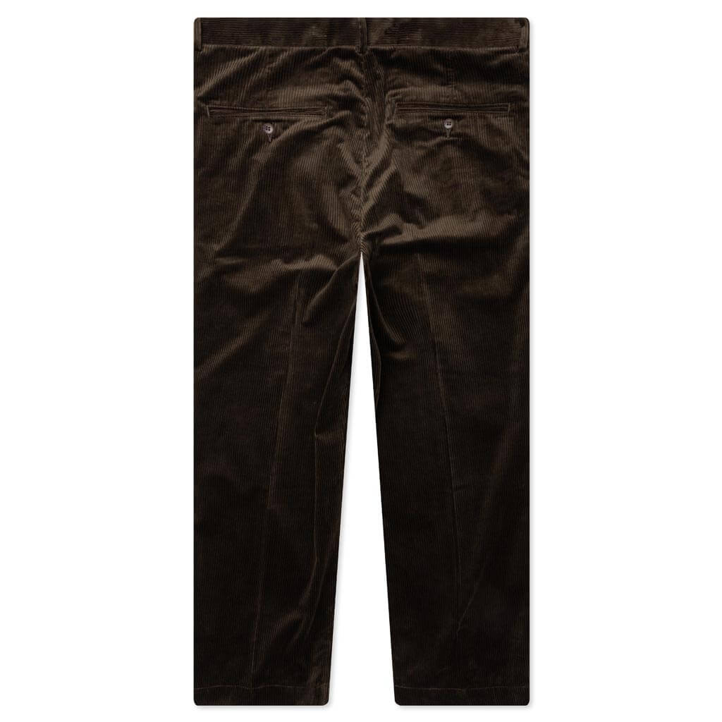 Double Pleated Corduroy Trousers - Brown