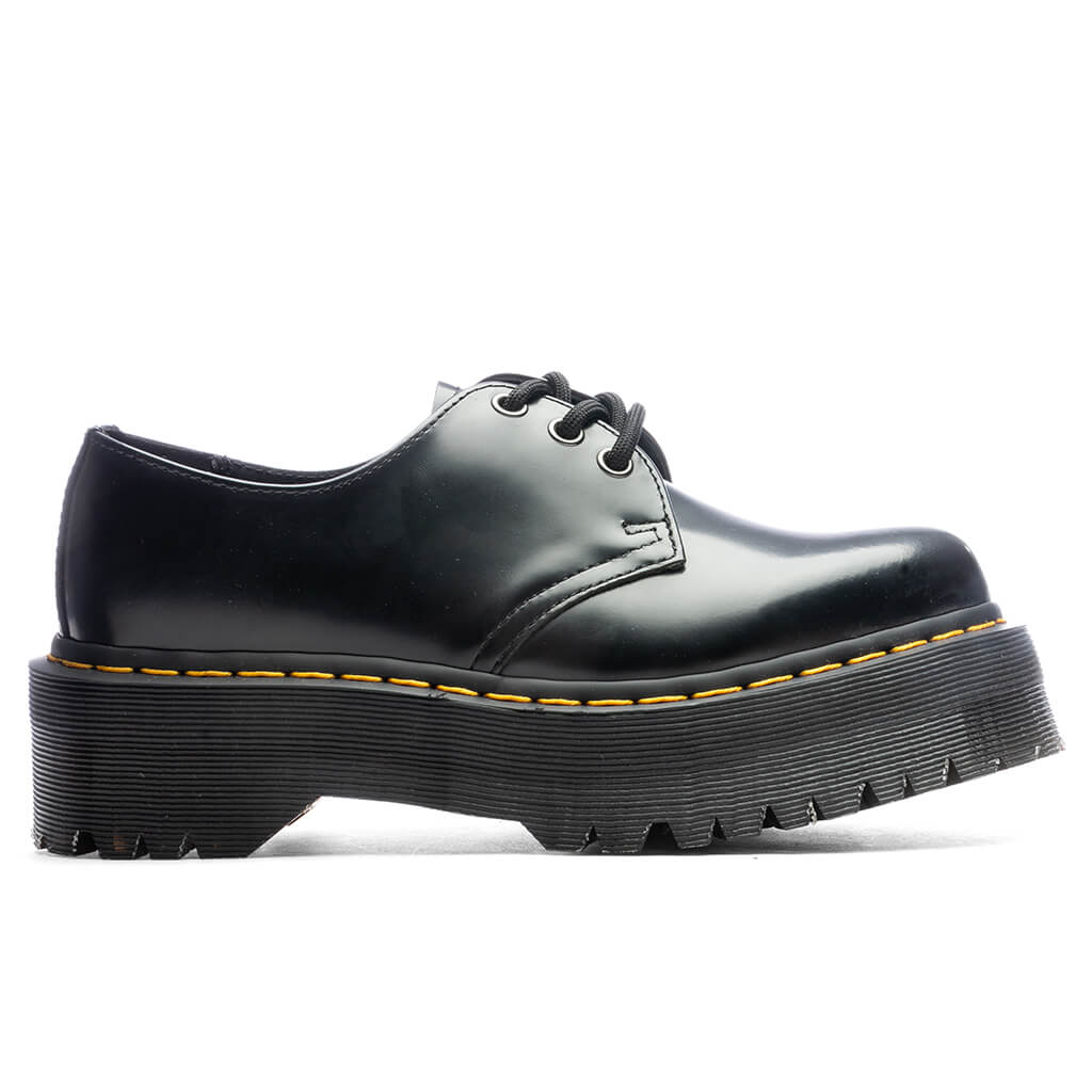 1461 Quad Smooth Leather Platform Shoes - Black Polished Smooth, , large image number null