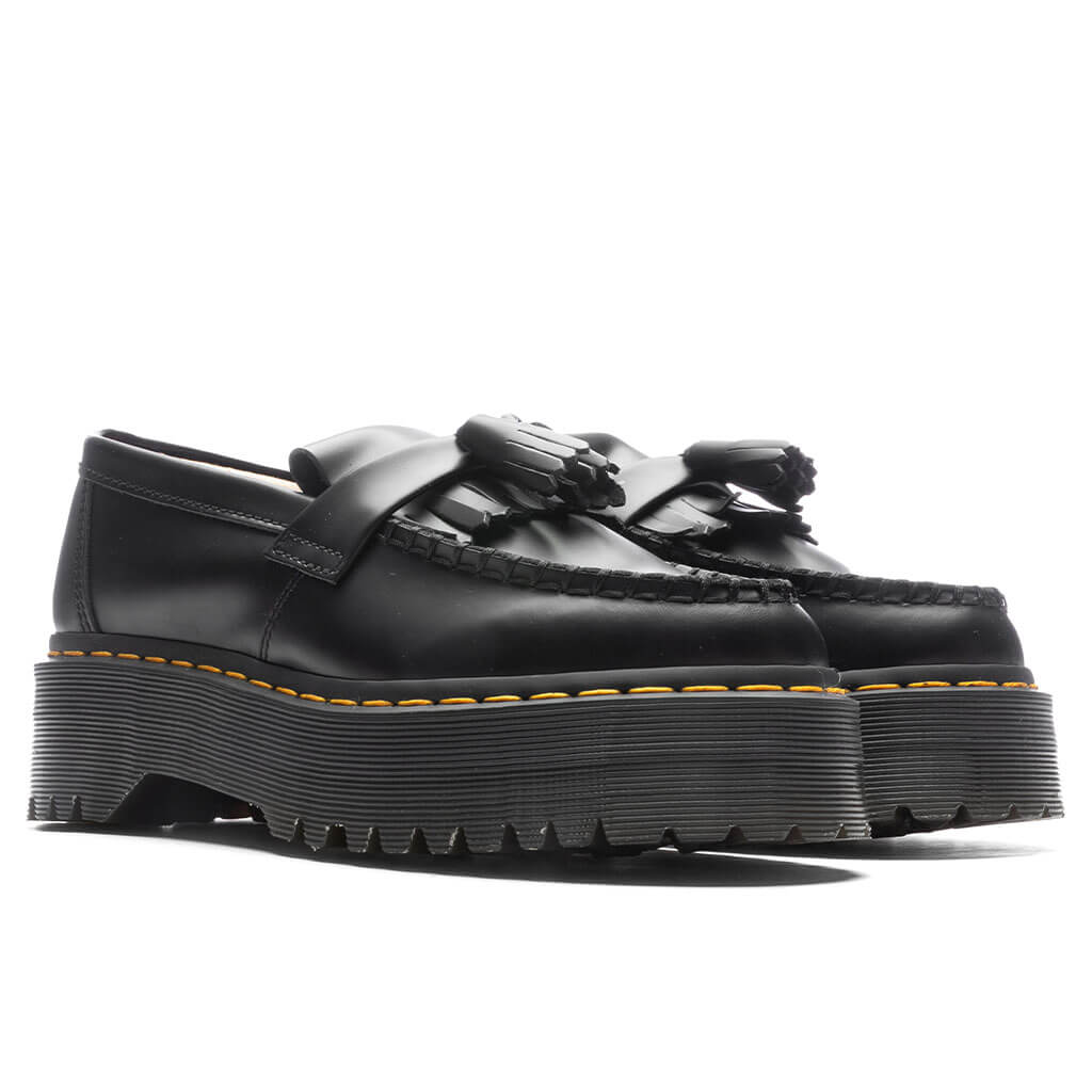 Adrian Leather Platform Tassel Loafers - Black Smooth