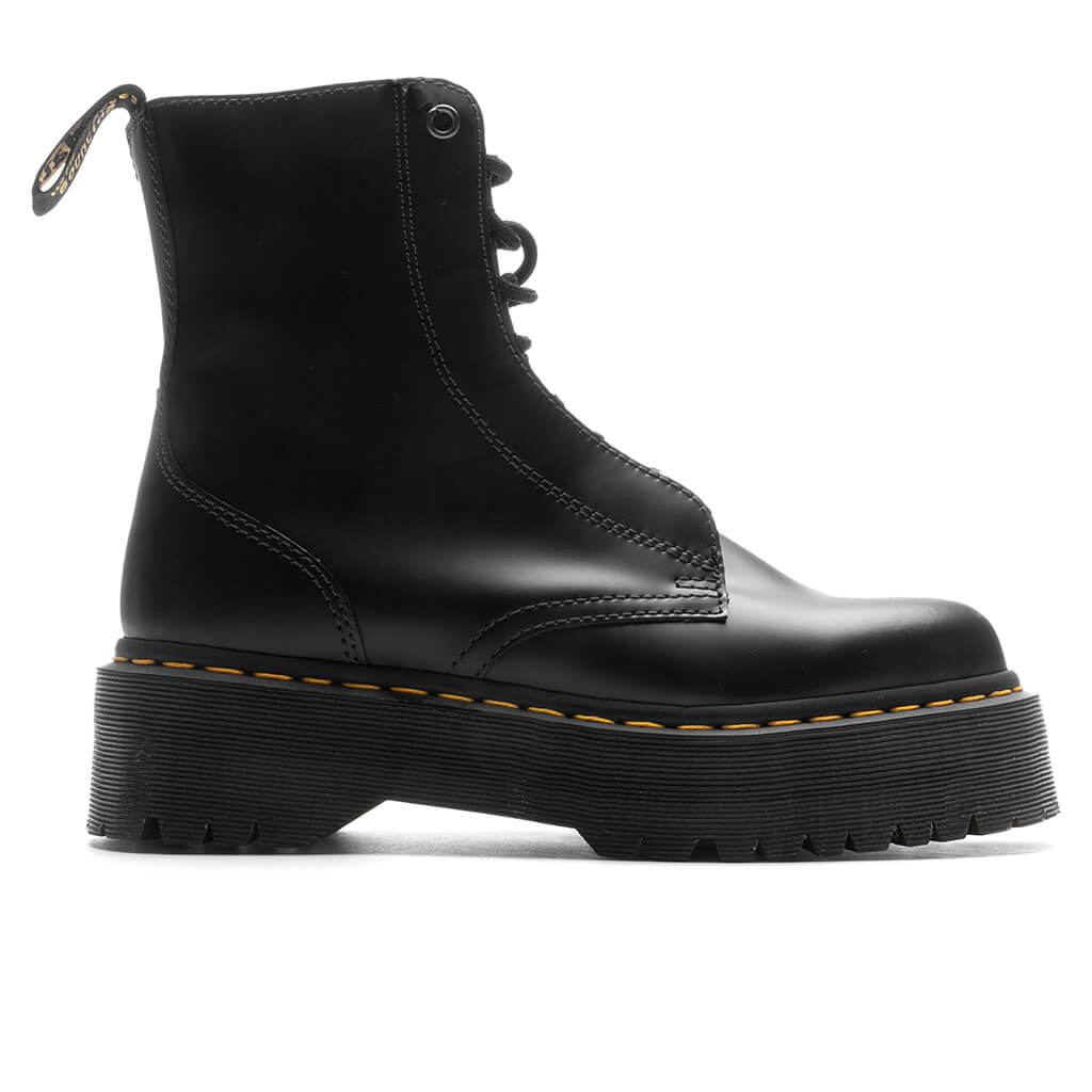 Jarrick Smooth Leather Platform Boots - Black
