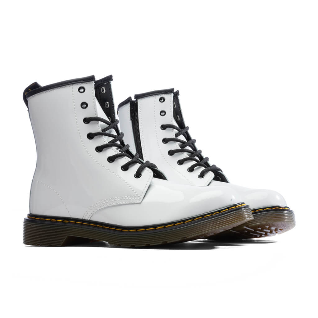 Youth 1460 Patent Leather Boots - White Patent Lamper