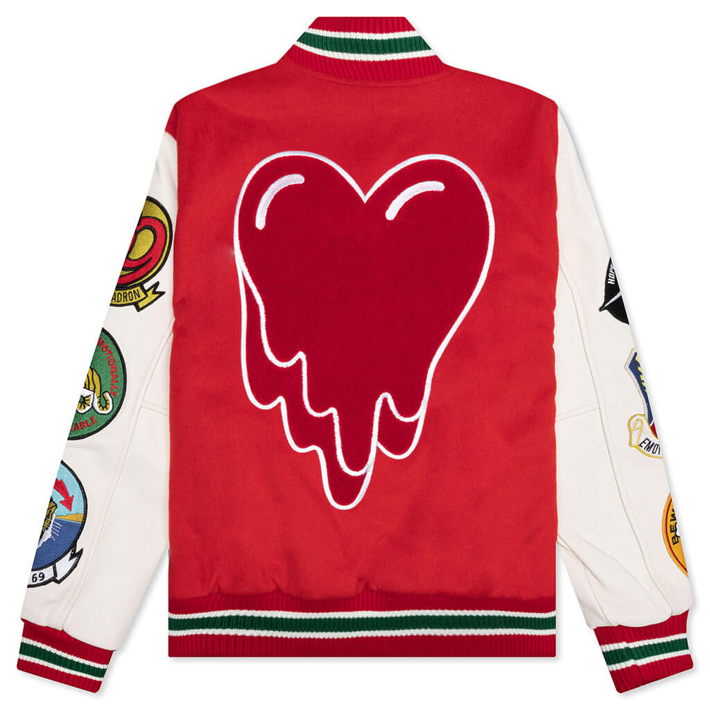 Patches Varsity Jacket - Red
