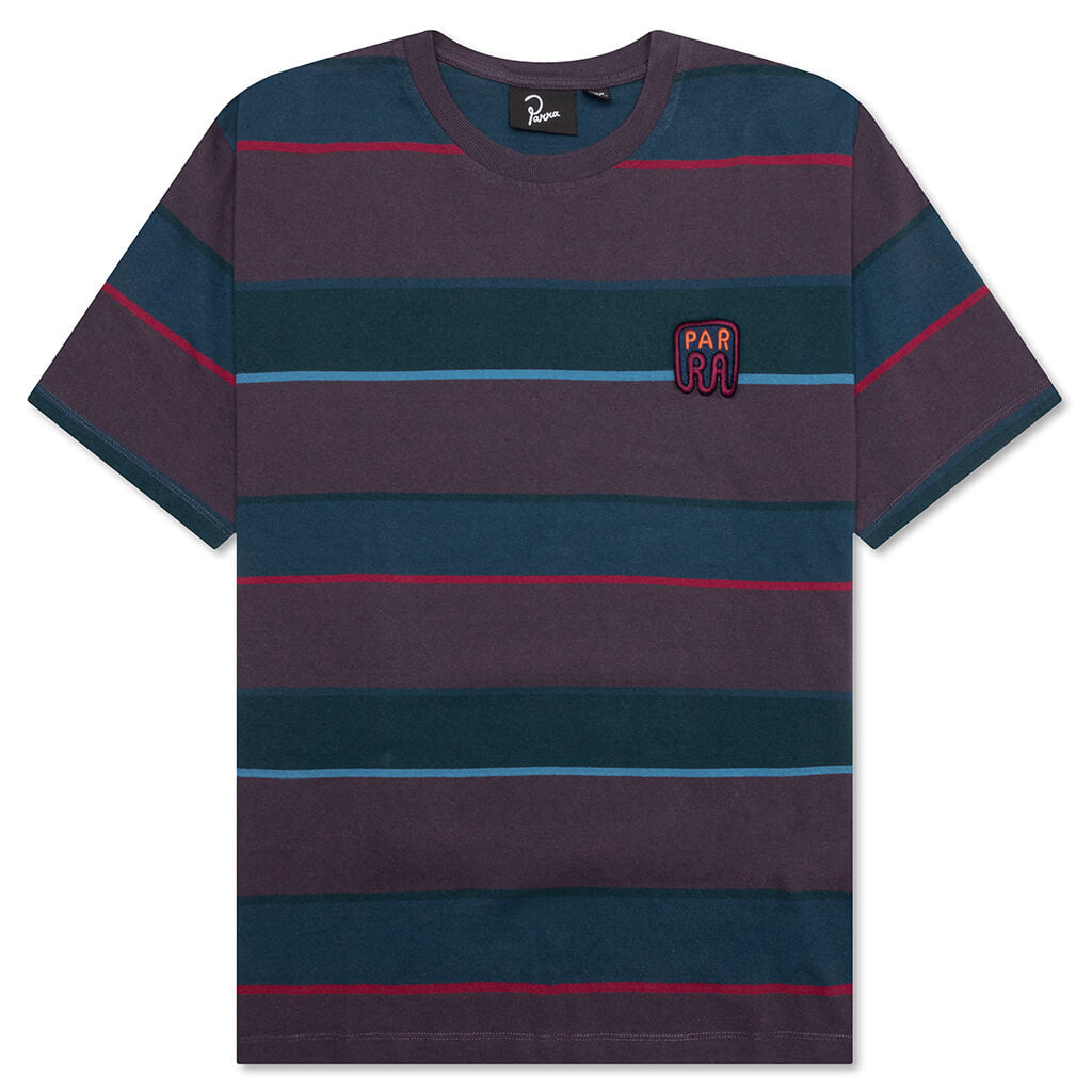 Fast Food Logo Striped T-Shirt - Aubergine