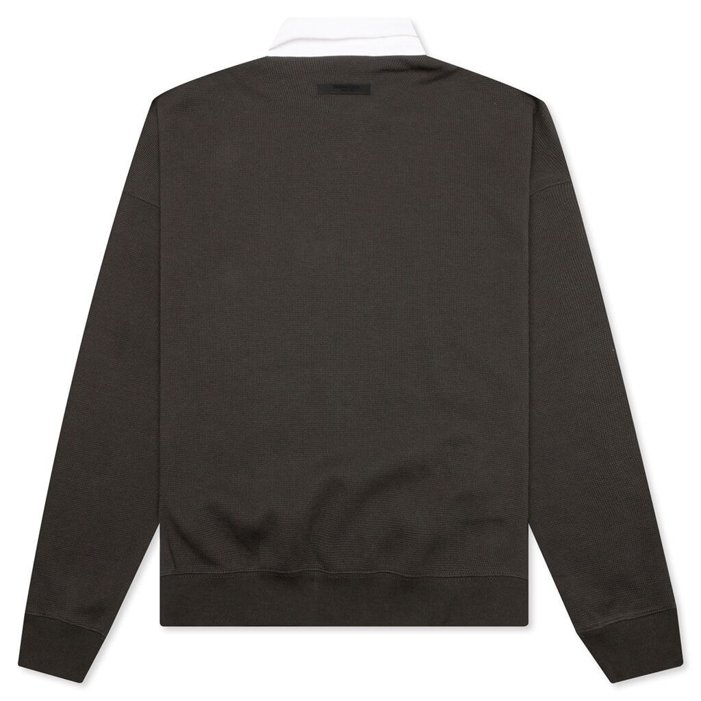Waffle Henley Rugby - Off Black