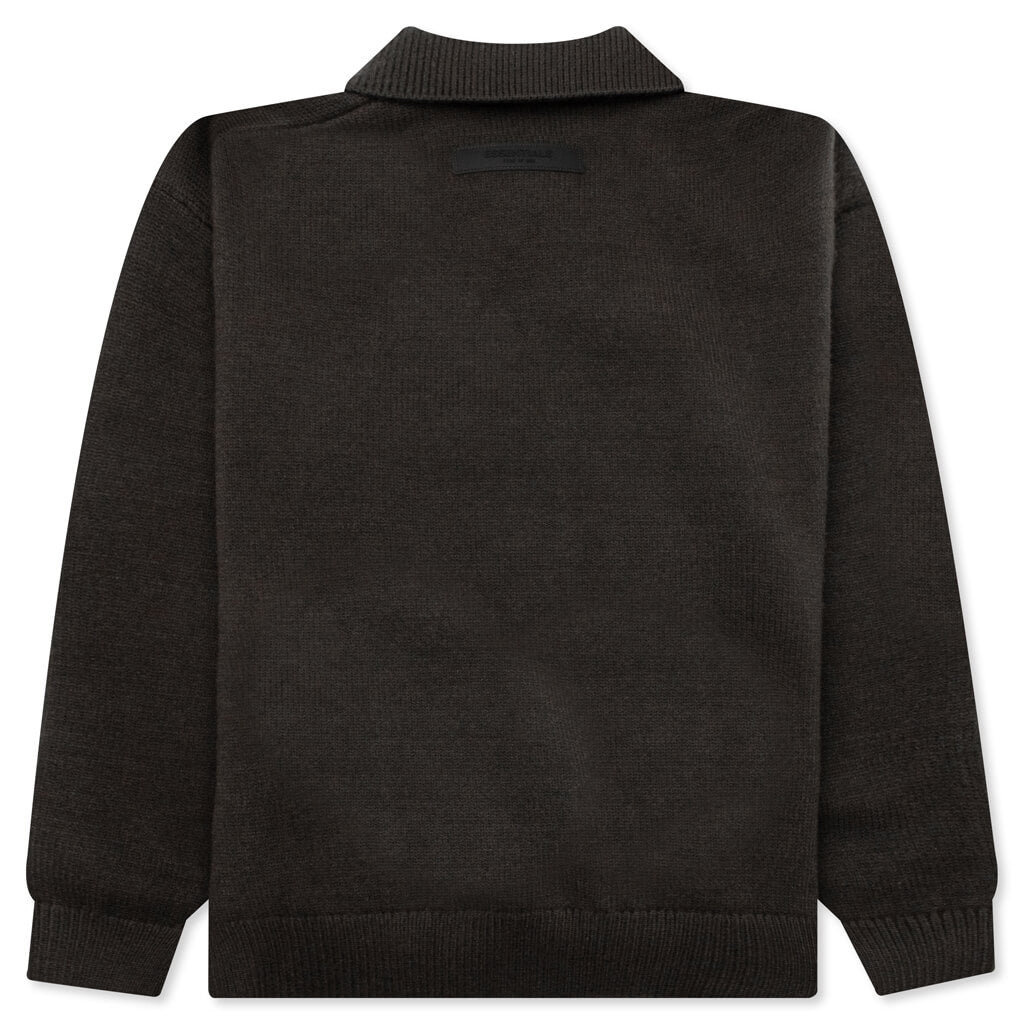 Kid's Knit Polo - Off Black