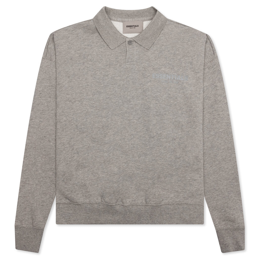 Essentials Kid's L/S Polo - Dark Heather Oatmeal, , large image number null