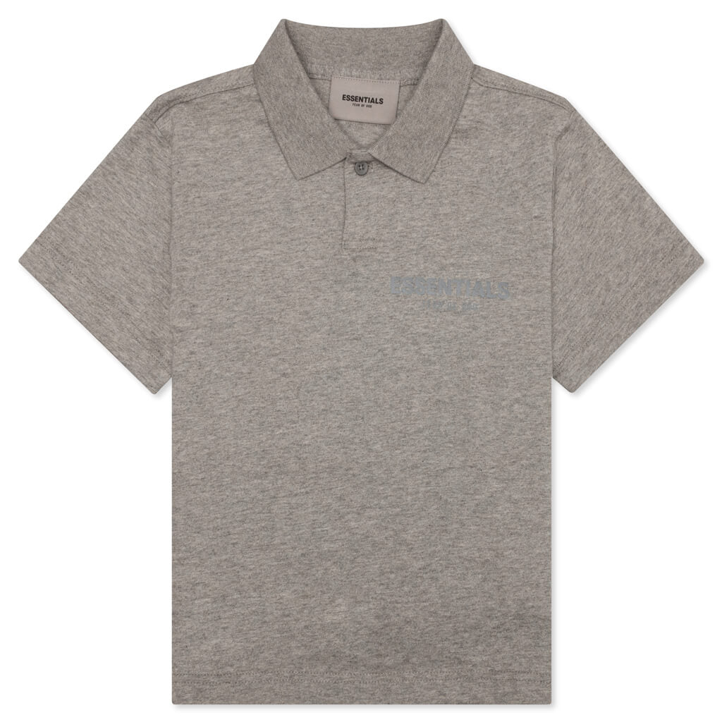 Essentials Kid's S/S Polo - Dark Heather Oatmeal