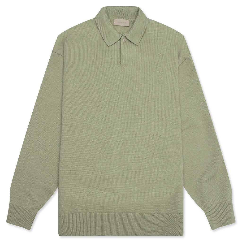 Essentials Knit L/S Polo - Seafoam, , large image number null