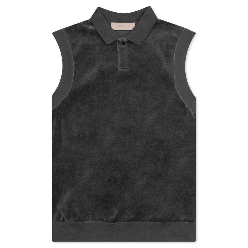 Essentials Women's Velour Sleeveless Polo - Iron, , large image number null