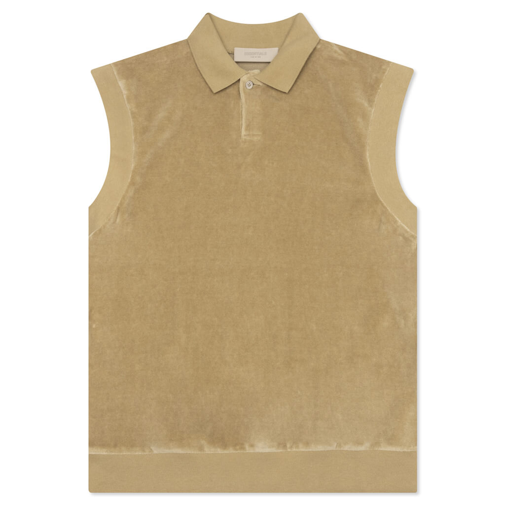 Essentials Women's Velour Sleeveless Polo - Oak, , large image number null