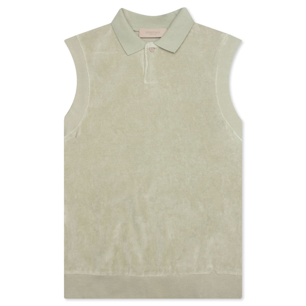 Essentials Women's Velour Sleeveless Polo - Seafoam, , large image number null