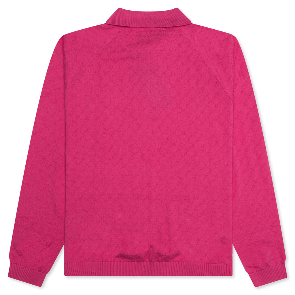 Hogan Pointelle Raglan Sleeve Sweater Polo - Coral