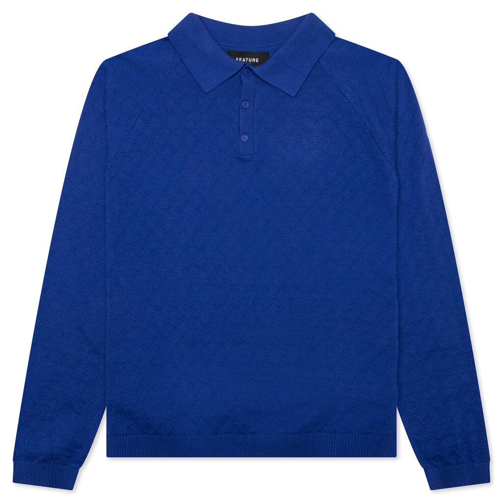 Hogan Pointelle Raglan Sleeve Sweater Polo - Indeevar Blue, , large image number null