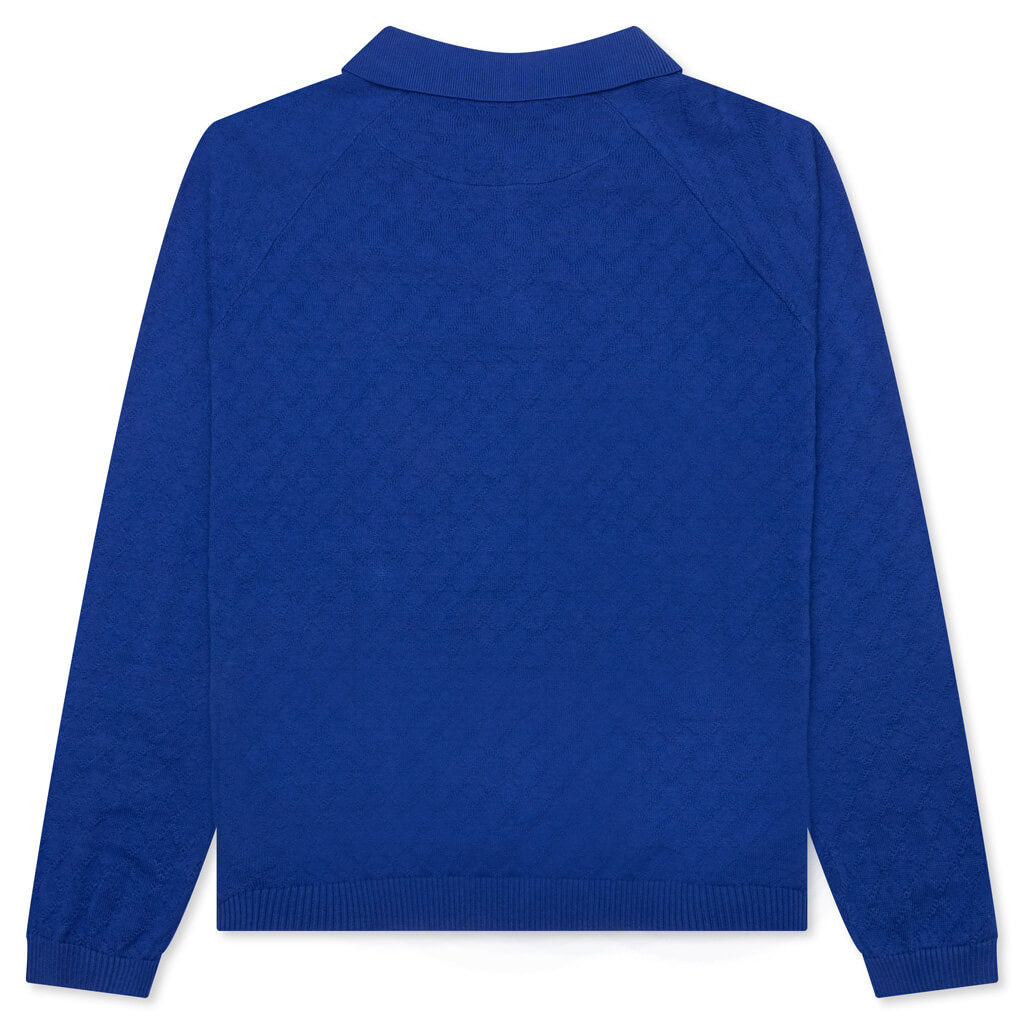 Hogan Pointelle Raglan Sleeve Sweater Polo - Indeevar Blue, , large image number null