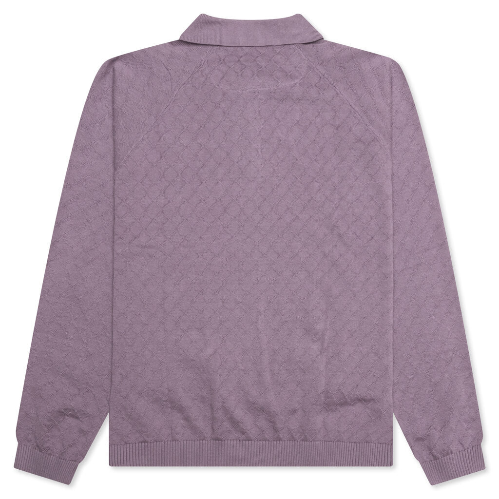 Hogan Pointelle Raglan Sleeve Sweater Polo - Mauve