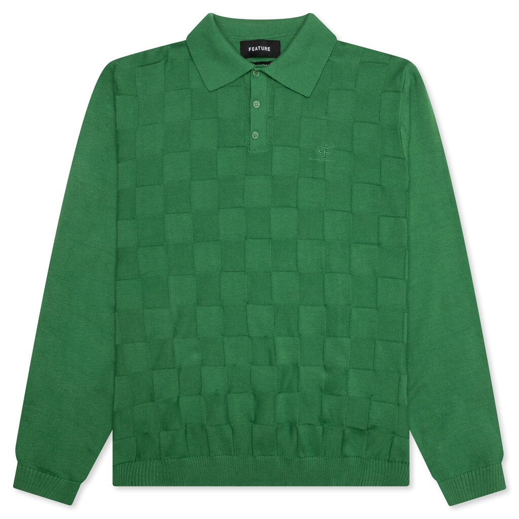 Palmer Checked L/S Sweater Polo - Augusta Green