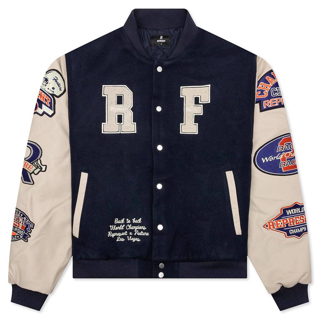 Feature x Represent Champions Varsity Jacket - Midnight Navy, , large image number null
