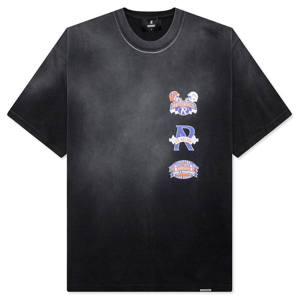 Feature x Represent Multi Logo T-Shirt - Stained Black