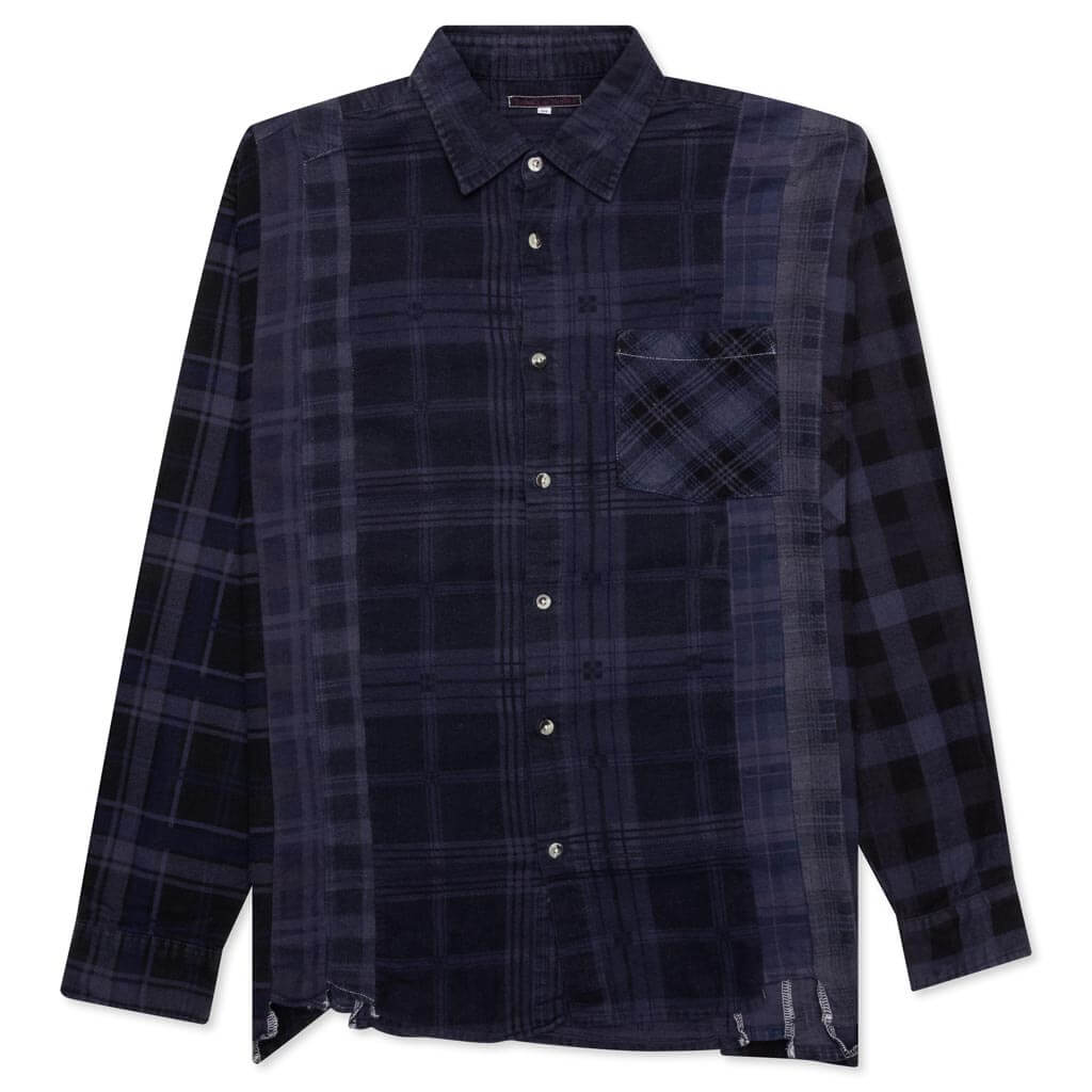 Flannel Shirt 7 Cuts Shirt Over Dye - Purple