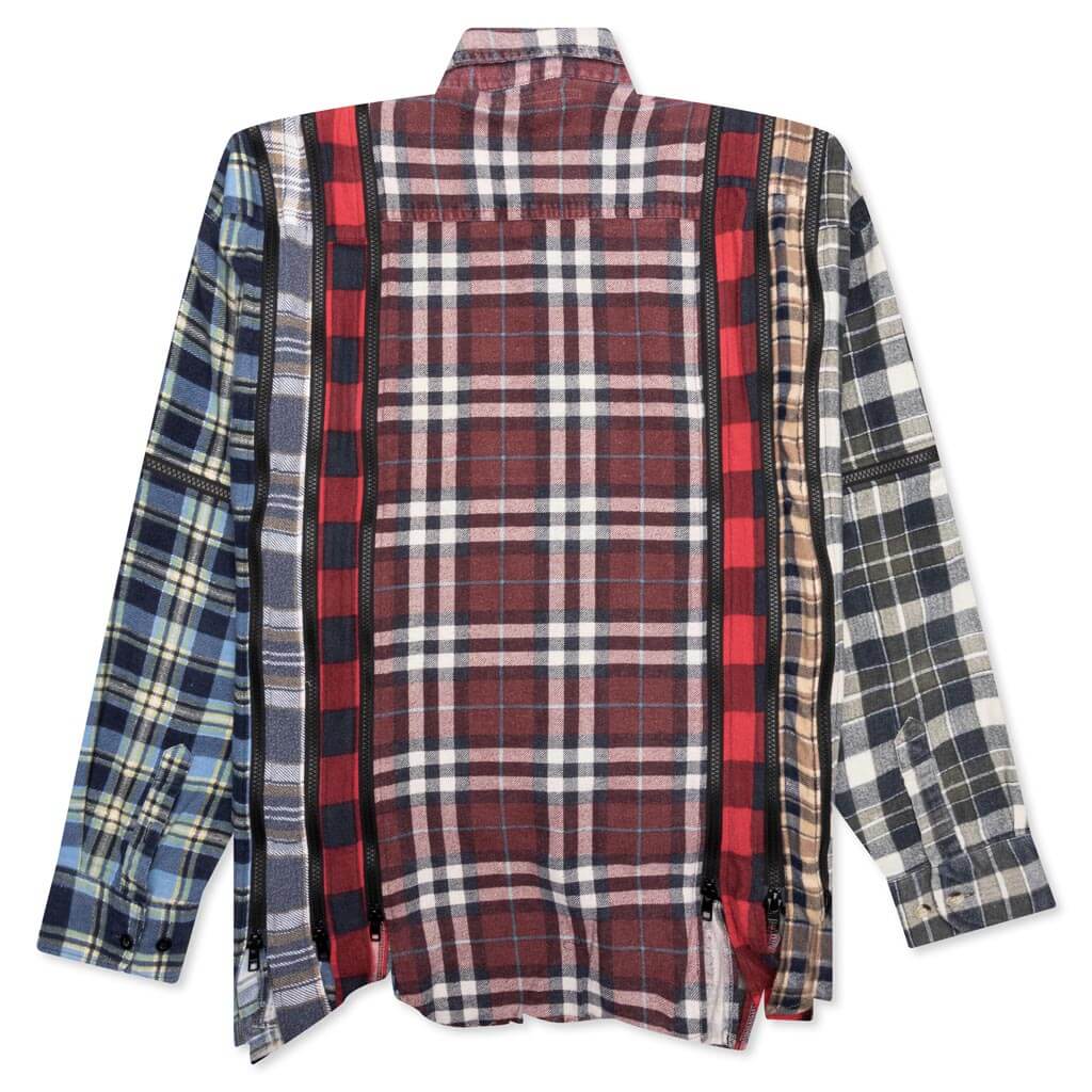 Flannel Shirt 7 Cuts Zipped Wide Shirt - Assorted