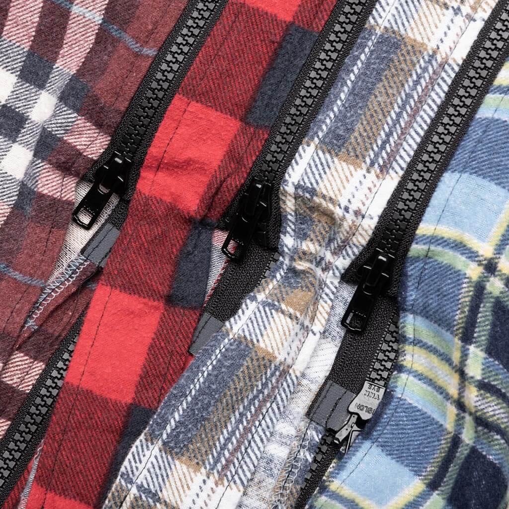 Flannel Shirt 7 Cuts Zipped Wide Shirt - Assorted, , large image number null