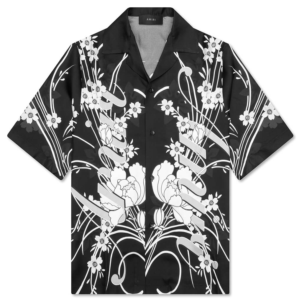Floral Bowling Shirt - Black
