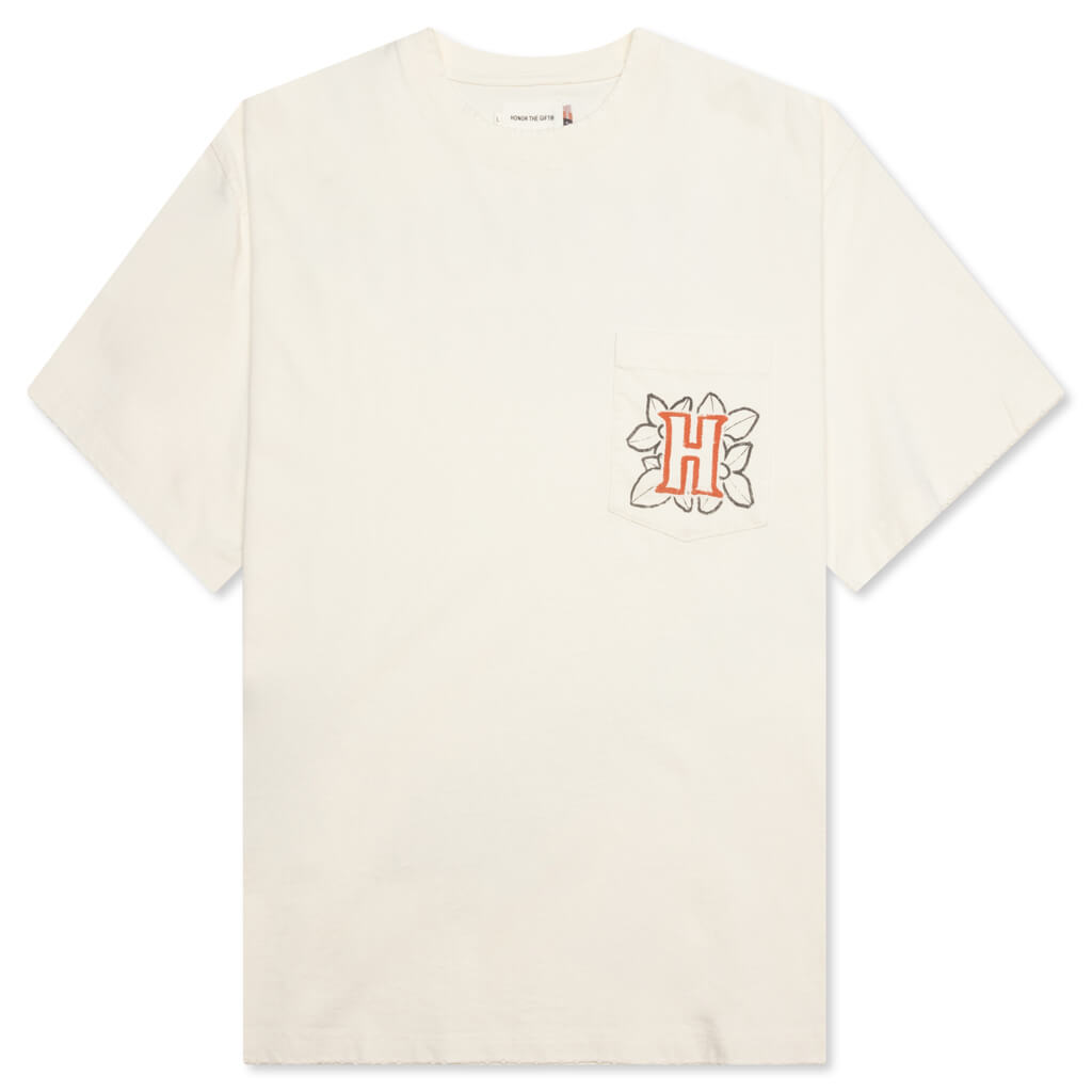 Floral Pocket S/S Tee - White