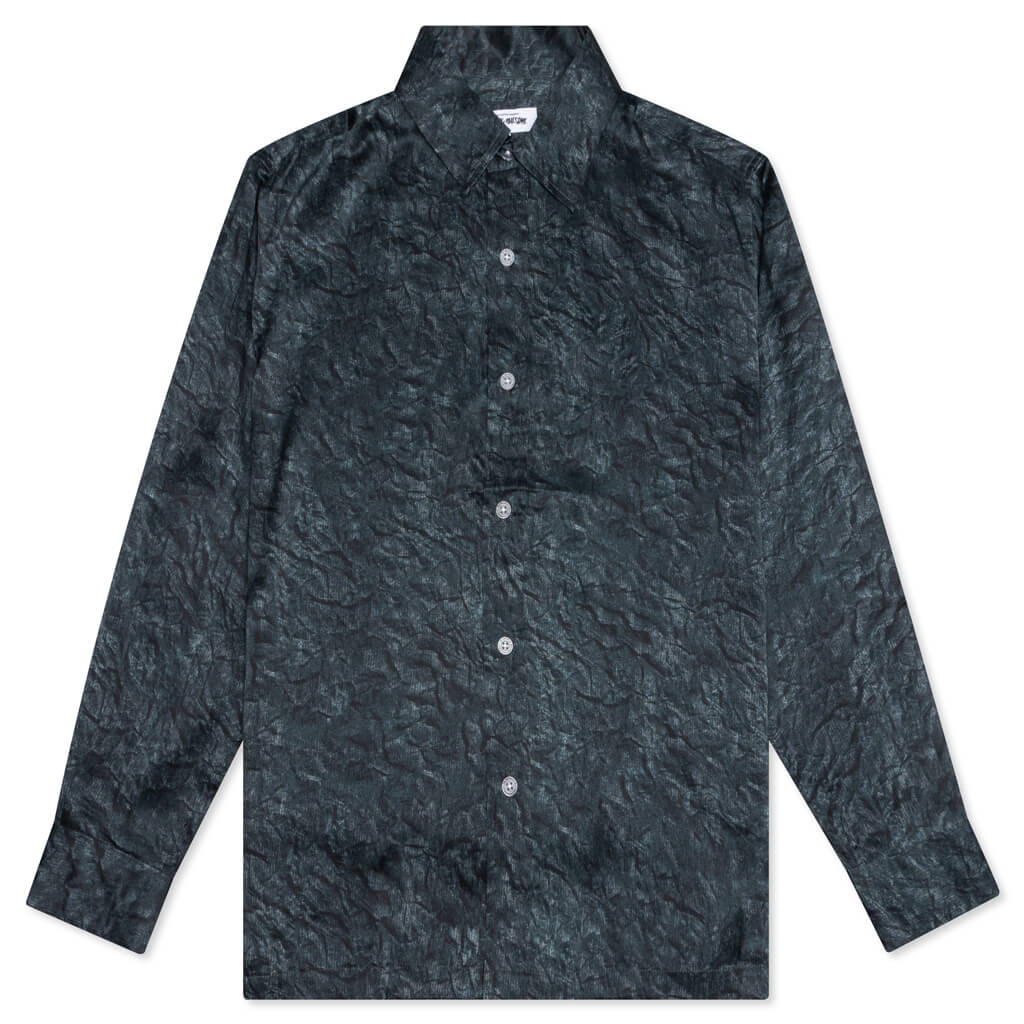 Silk Crinkle L/S Lounge Shirt - Black