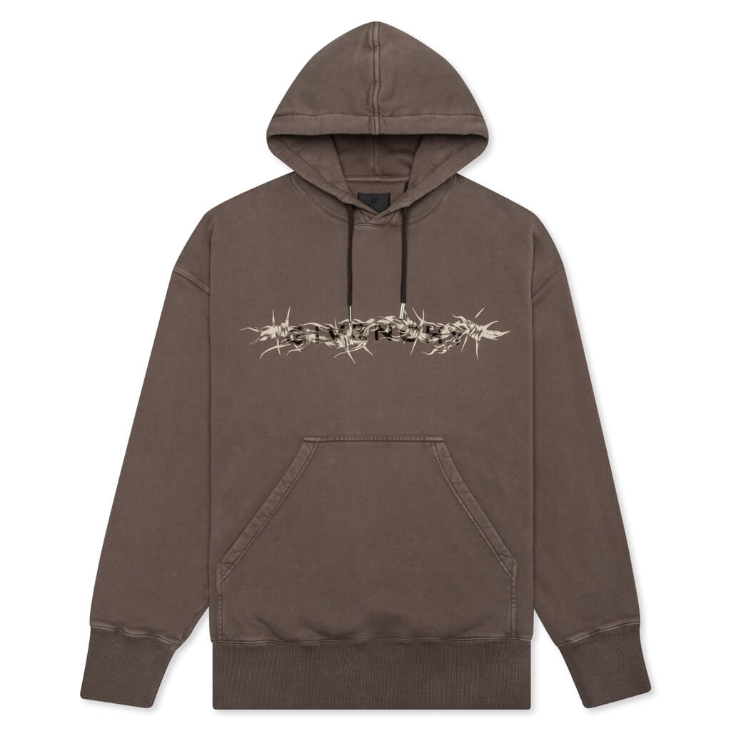 Barbed Wire Tufting Washed Hoodie - Chocolate, , large image number null