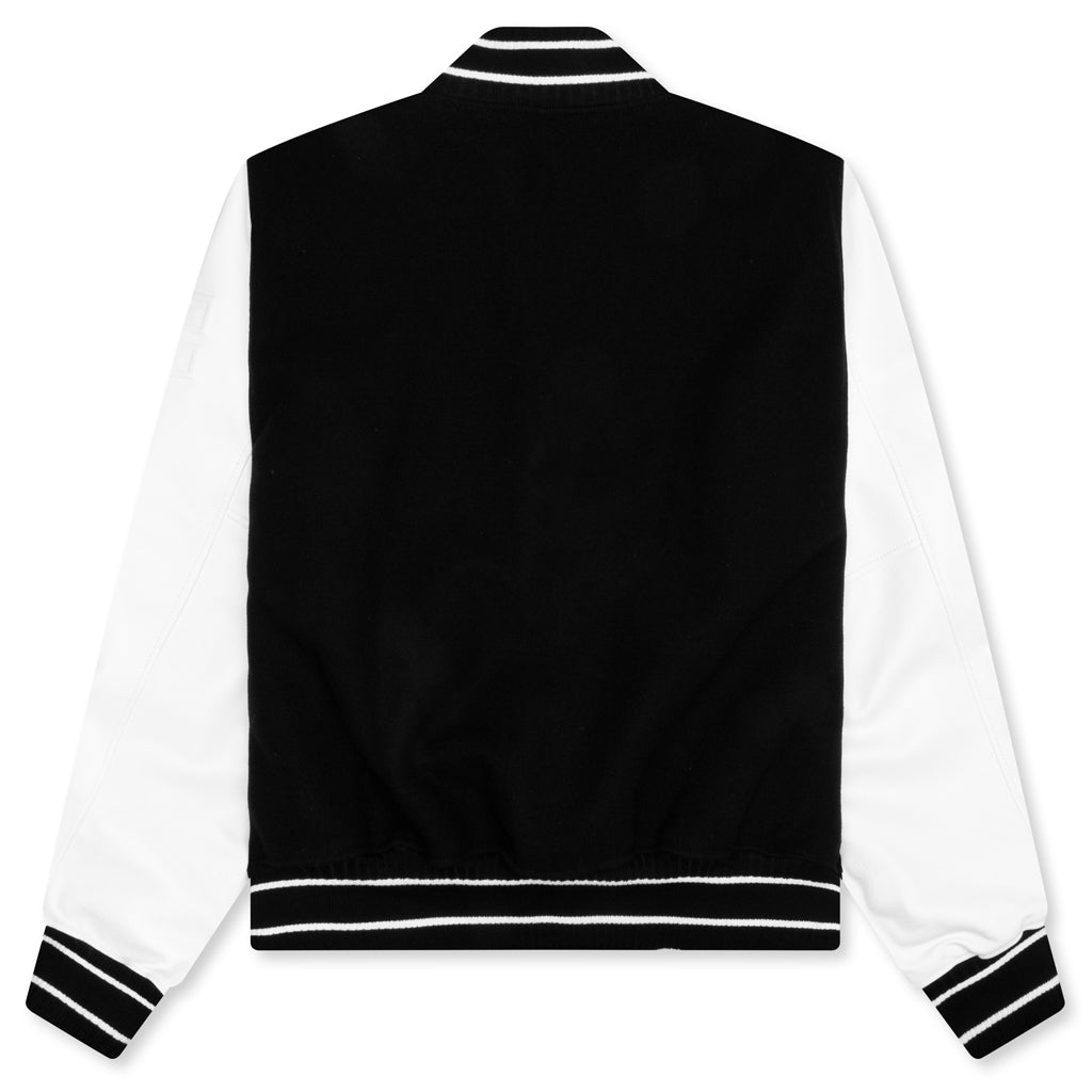 Bomber in Wool and Leather - Black/White