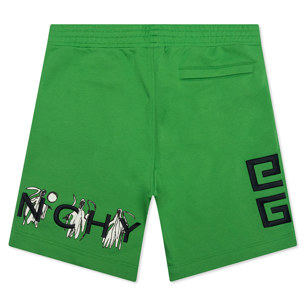Boxy Fit Branding Embroidery Shorts - Apple Green, , large image number null