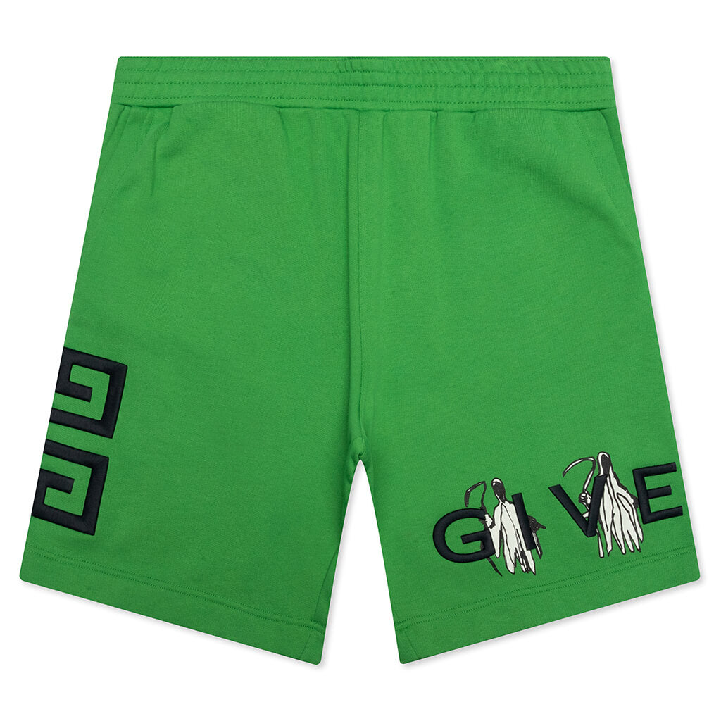 Boxy Fit Branding Embroidery Shorts - Apple Green