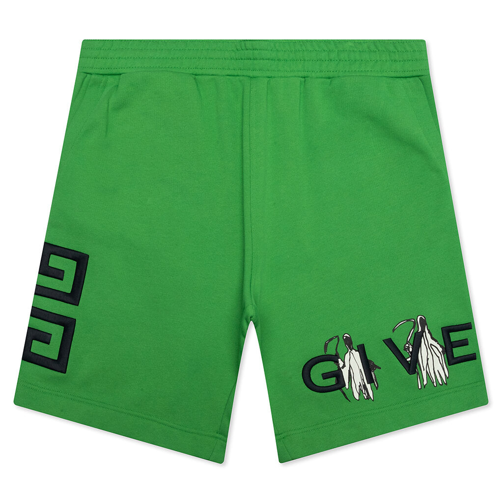 Boxy Fit Branding Embroidery Shorts - Apple Green, , large image number null