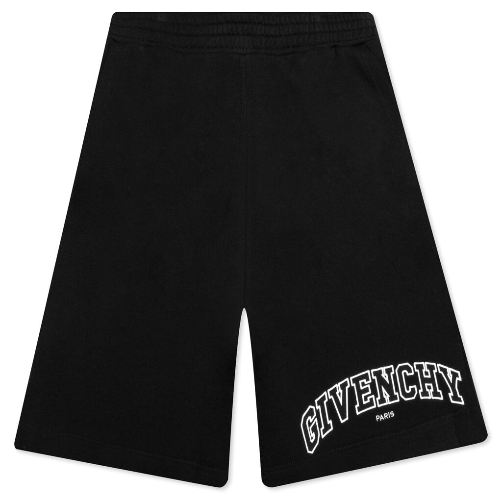 Boxy Fit Embroidered Shorts - Black