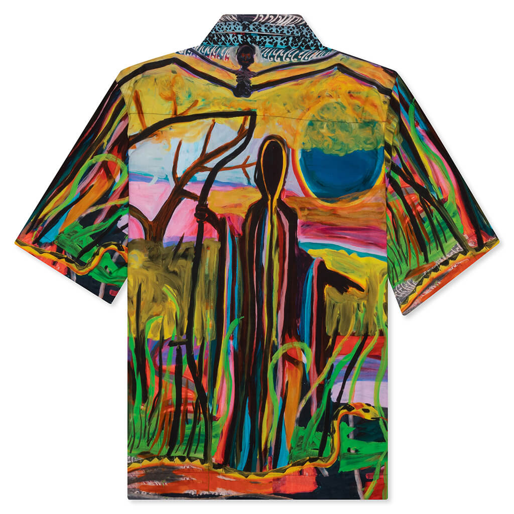 Boxy Fit Shirt w/ Hawaiian Collar - Multicolor/Red