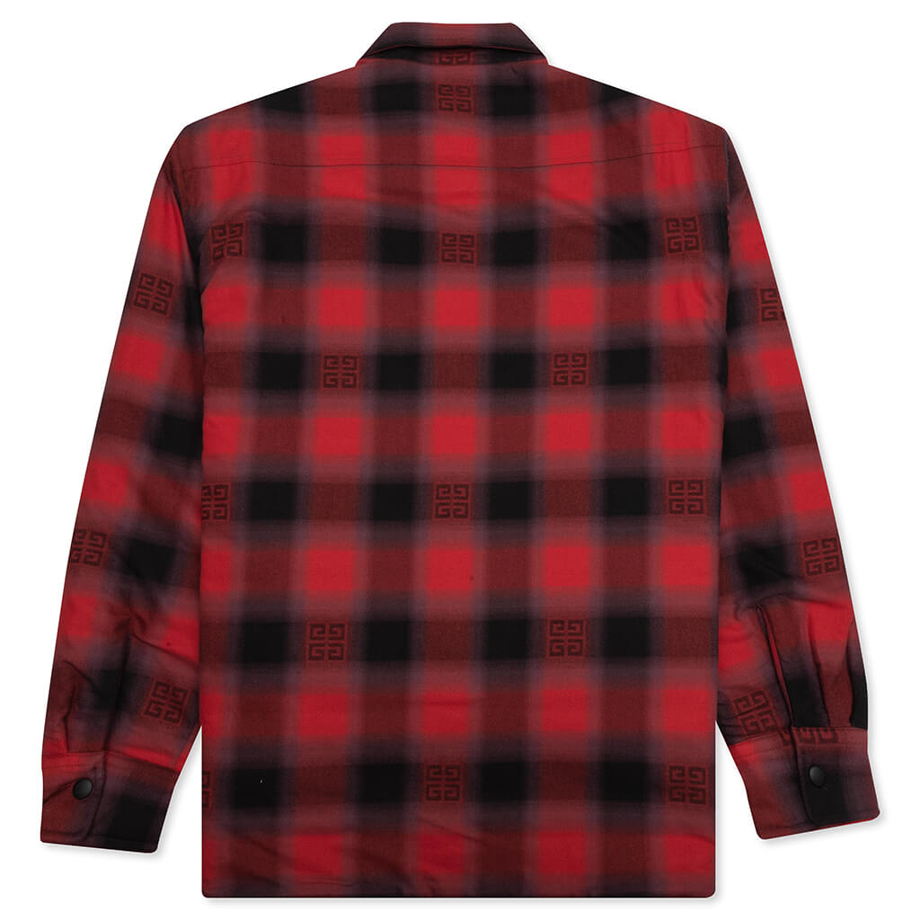 Classic Fit All Over Print L/S Overshirt - Black/Red