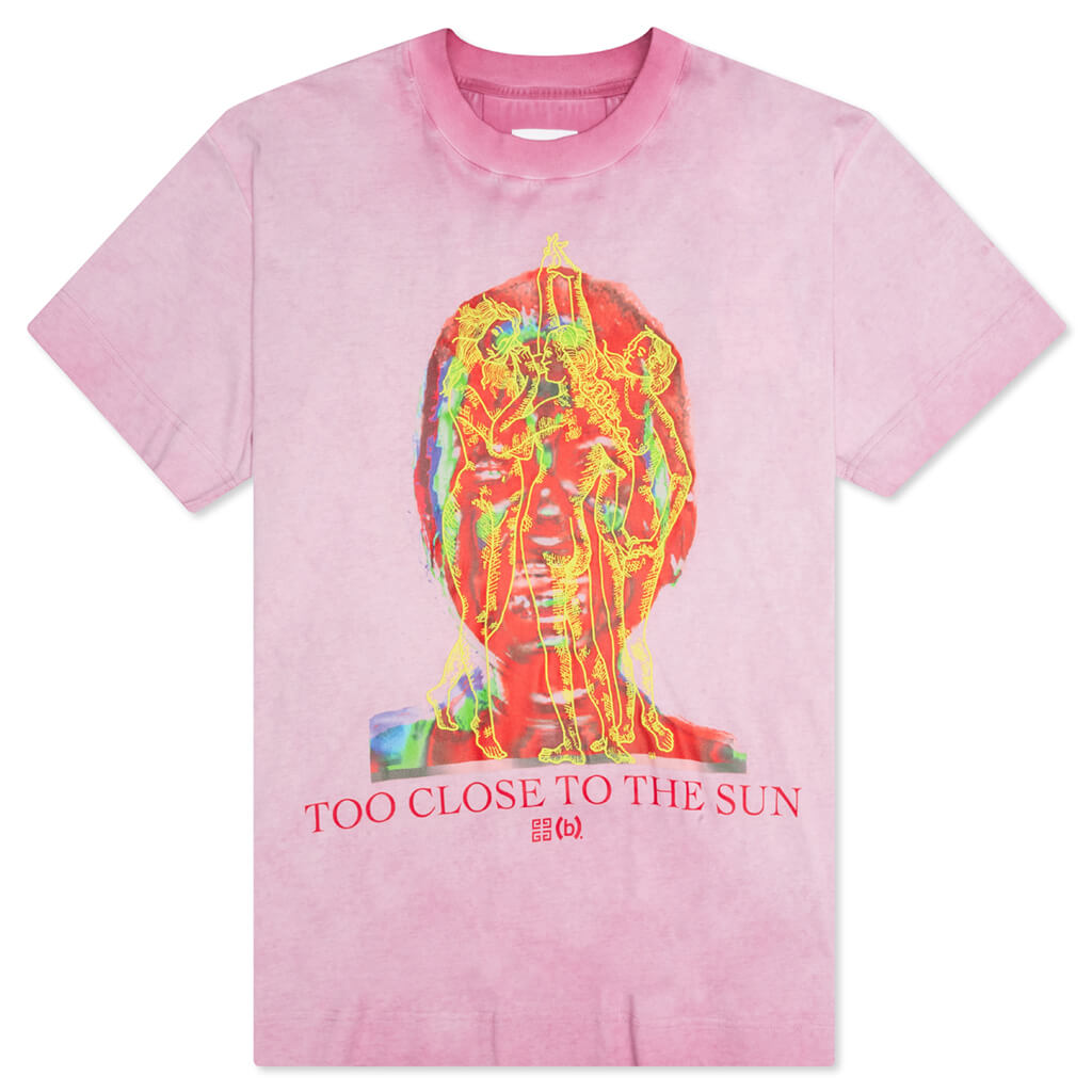 Oversized Printed Jersey T-Shirt - Bright Pink