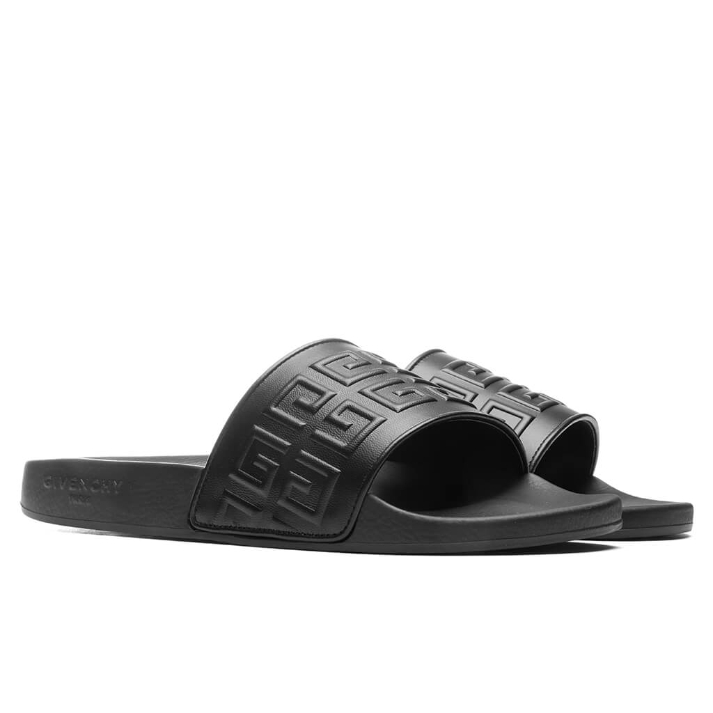 Slide 4G Flat Sandals - Black