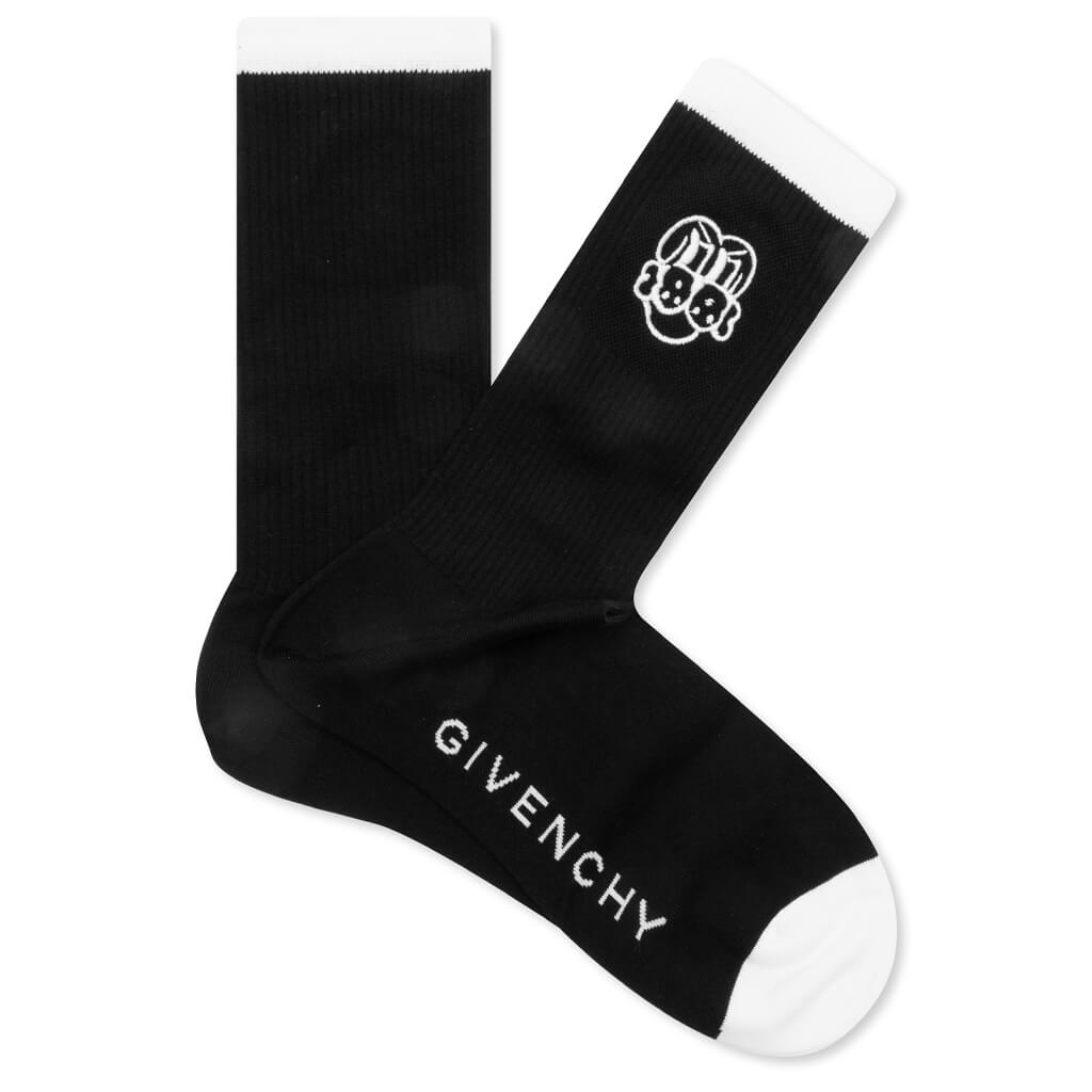 Sport Socks With Dog - Black/White