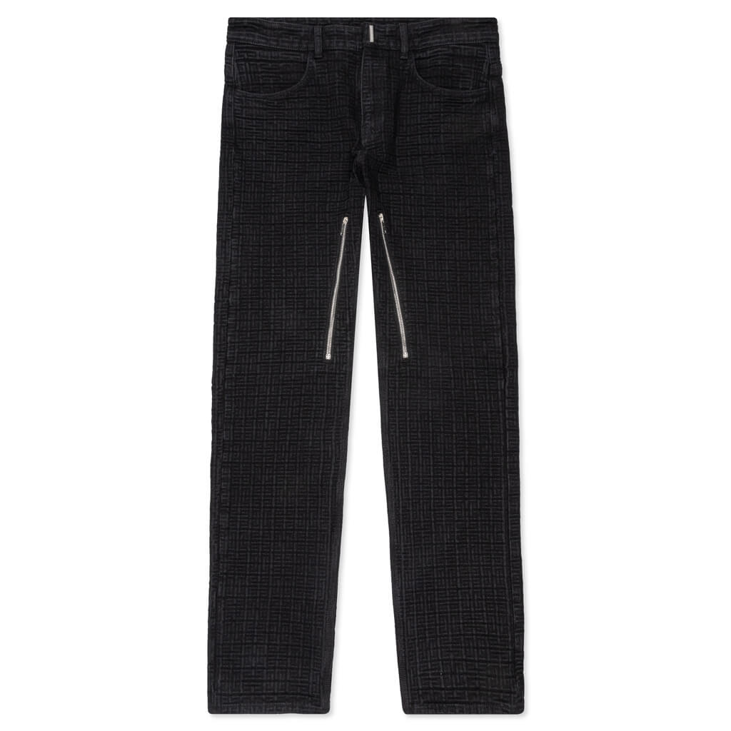 Straight Fit Denim Trousers - Flat Black, , large image number null