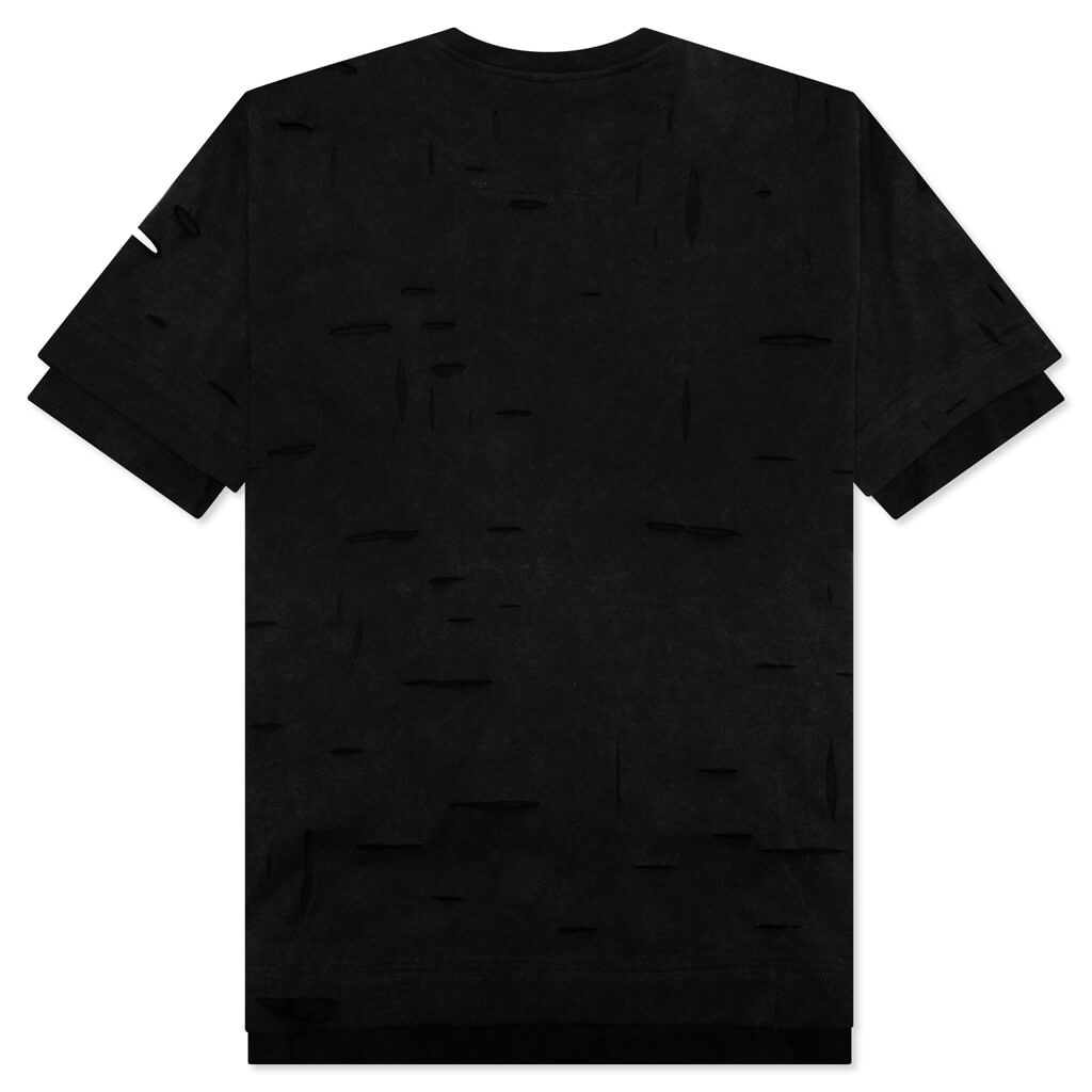 2 Layer Classic Fit Hole T-Shirt - Faded Black