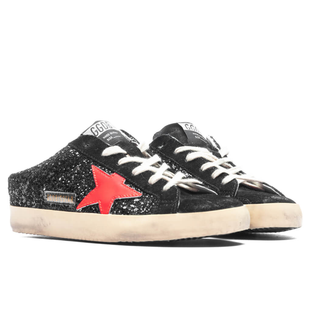 Women's Sneakers Leather Sabot Super Star - Black/Coral Red