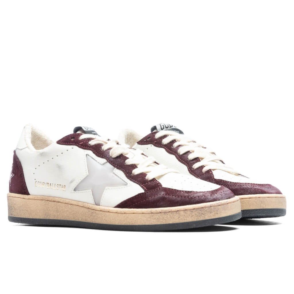 Women's Sneakers Leather Suede Ball Star - Red Wine/White