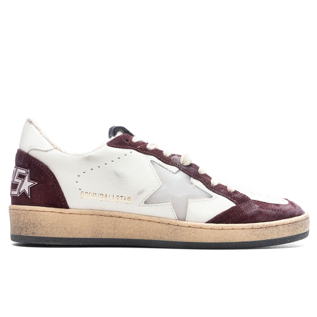 Women's Sneakers Leather Suede Ball Star - Red Wine/White